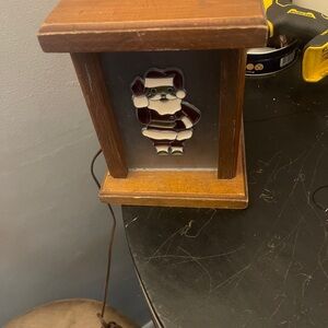 Wooden Santa Lantern with Stained Glass Accent